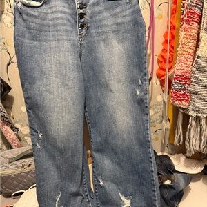 Judy Blue Light Blue Distressed Flare Jeans